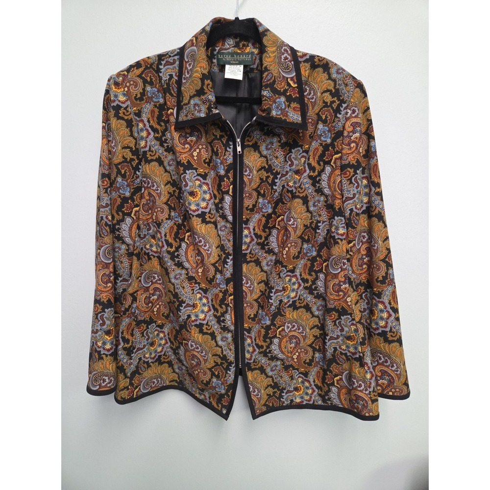 Harve Benard By Bernard Holtzman Sz 22W Plus‎ Jacket Paisley Zipper Lined Black